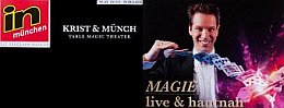 Titelbild der in-münchen, ein Foto von Dieter Lukas, Münchner Fotograf und Macher der Panobilder.de. Das Bild zeigt Alexander Krist vom Zaubertheater Krist und Münch in München